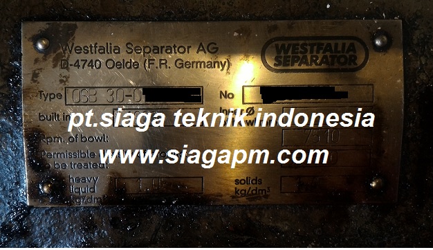 Overhaul Separator Gea Westfalia Osb 30 Pt Siaga Teknik Indonesia